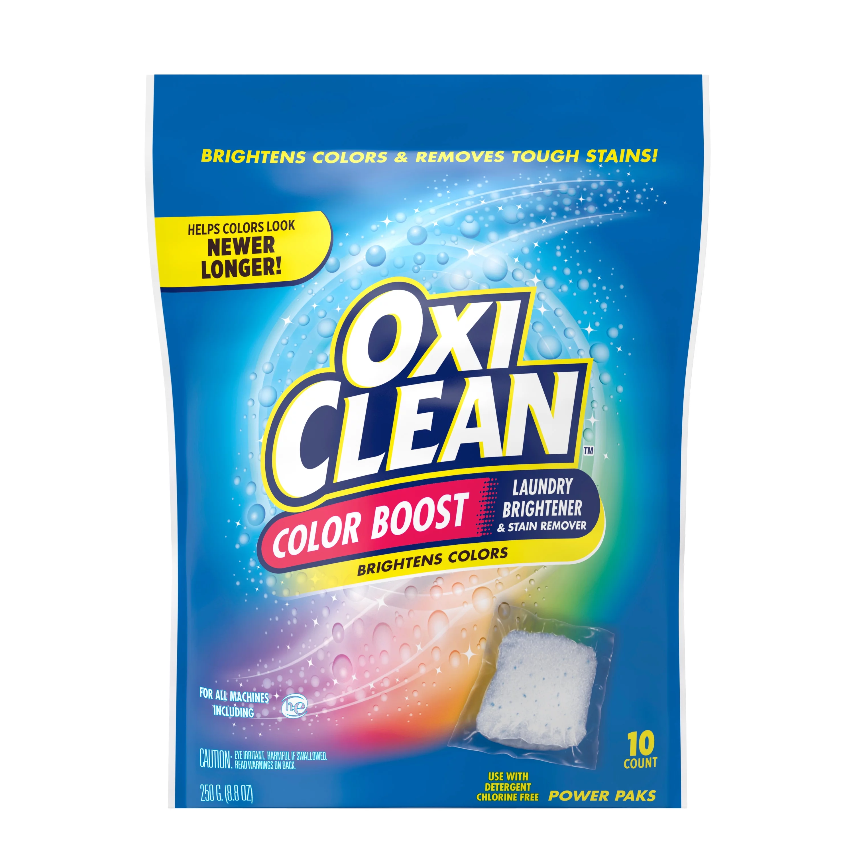OxiClean Color Boost Laundry Brightener & Stain Remover for Clothes, Laundry Booster Power Paks, 10 Count
