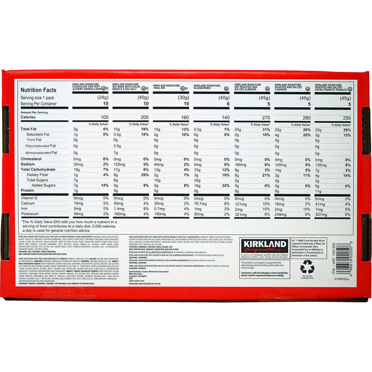 Kirkland Signature Variety Snack Box, 51 Count (4.71 Pounds)