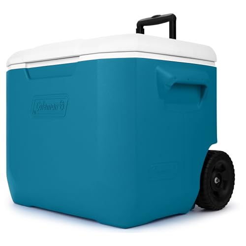 Coleman 60qt Rolling Cooler with Wheels, Insulated Portable Wheeled Chiller with Ice Retention, Made in USA
