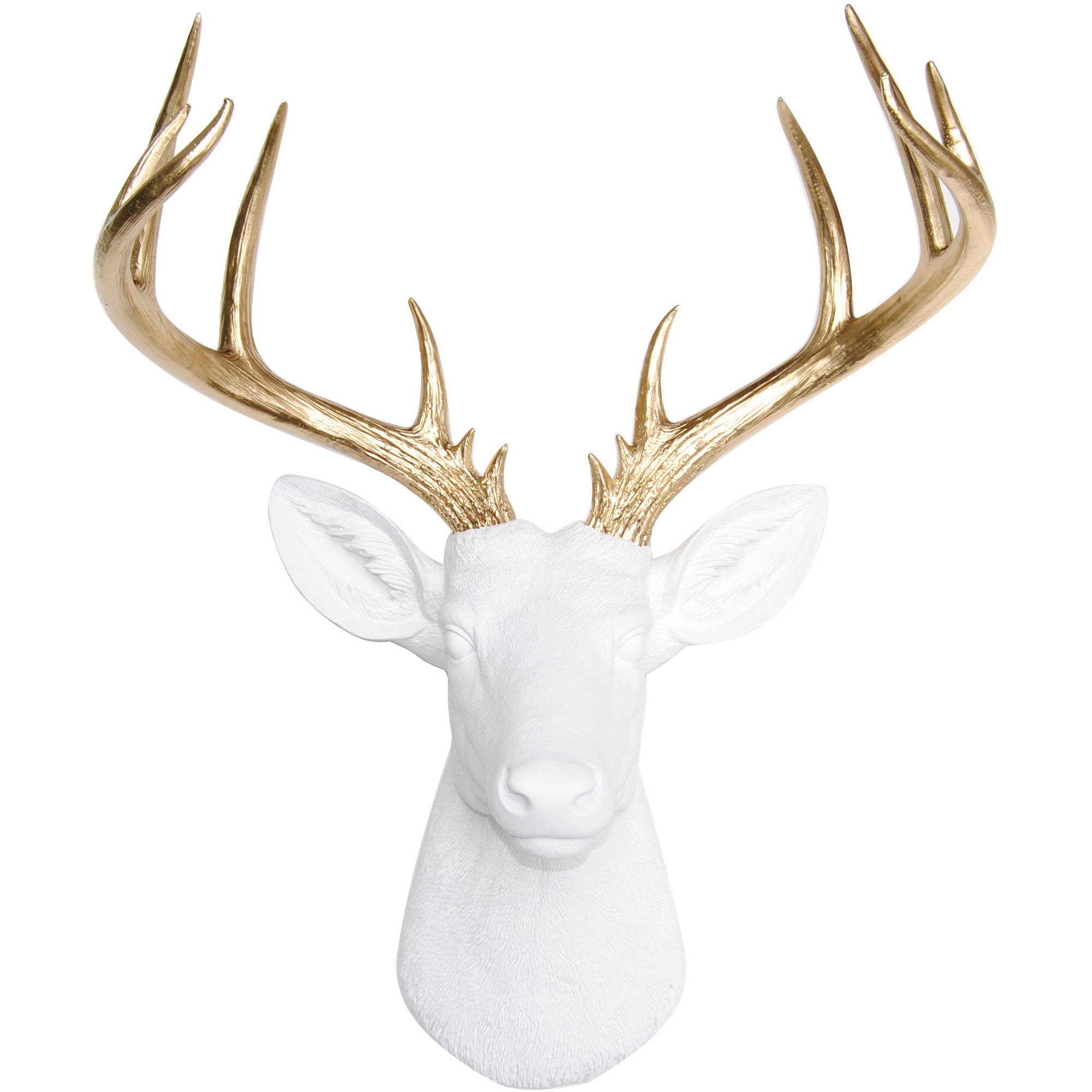 Near and Deer Faux 14 Point Deer Head Wall Mount, White