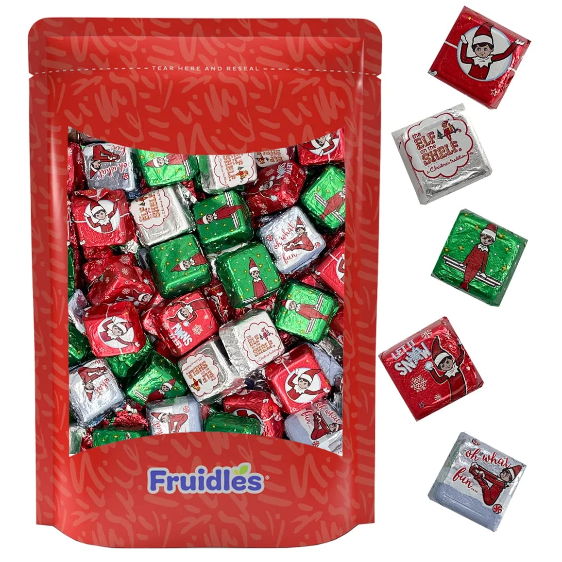 Christmas Elf On The Shelf Chocolate, Milk Chocolate Party Bag Fillers, Individually Wrapped Foils, Resealable Bag, Kosher Certified Dairy (5 Pounds (Bulk))