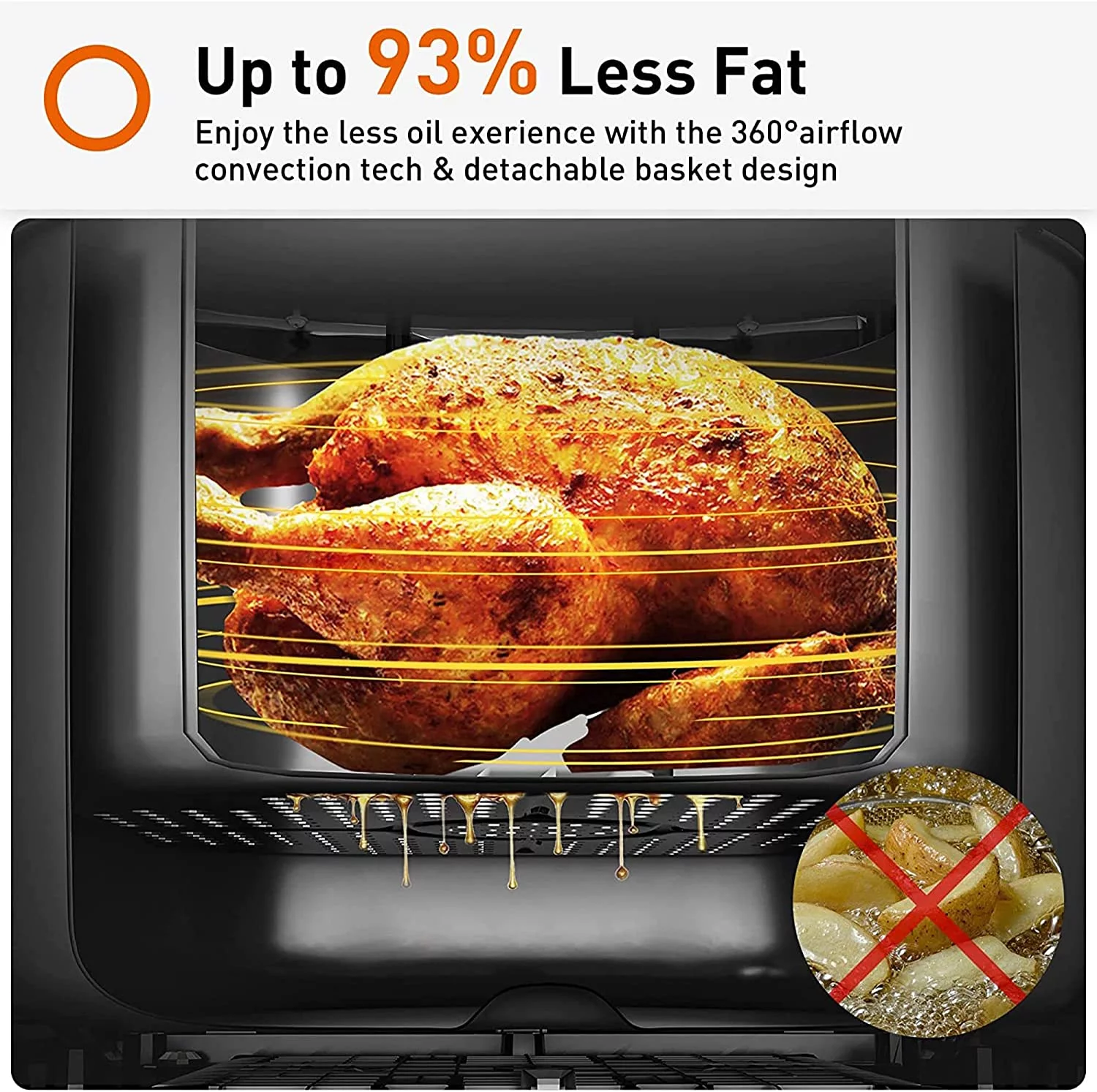 Air Fryer 5.8QT Detachable Double Basket Air Fryers 1700W 13-in-1 Presets Airfryer One Touch LED Touchscreen Air Fryer Toaster Oven with Recipe