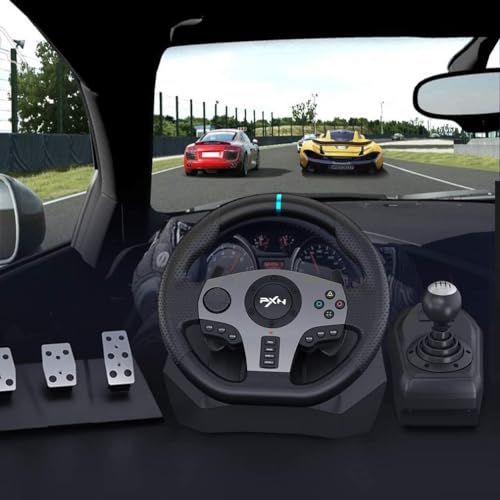 PXN Racing Wheel - Steering Wheel V9 Driving Wheel 270°/ 900° Degree Vibration Gaming Steering Wheel with Shifter and Pedal for PS4,PC,PS3,Xbox Series X|S, Xbox One(V9)