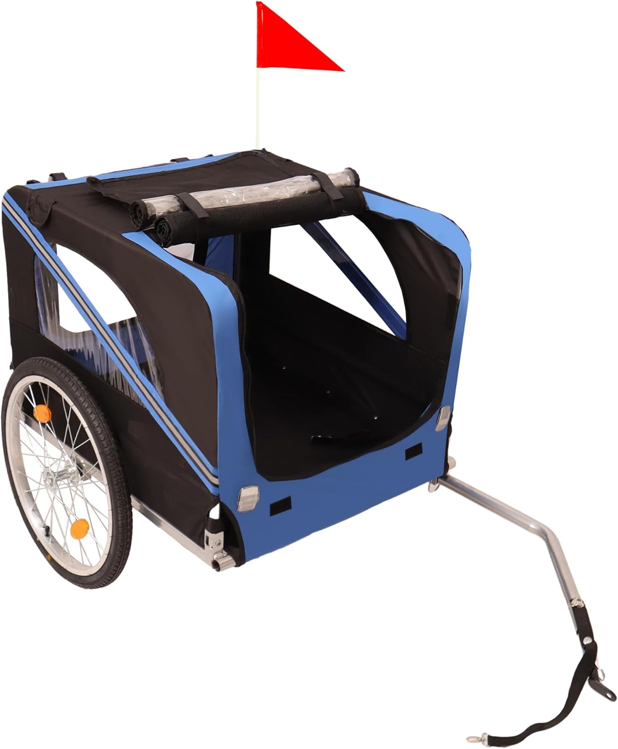 Dog Bike Trailer Heavy Duty Foldable Utility Pet Stroller Dog Carrier Bicycle Trailer Ideal for Outdoor Adventures Dog Bike Carrier,Blue