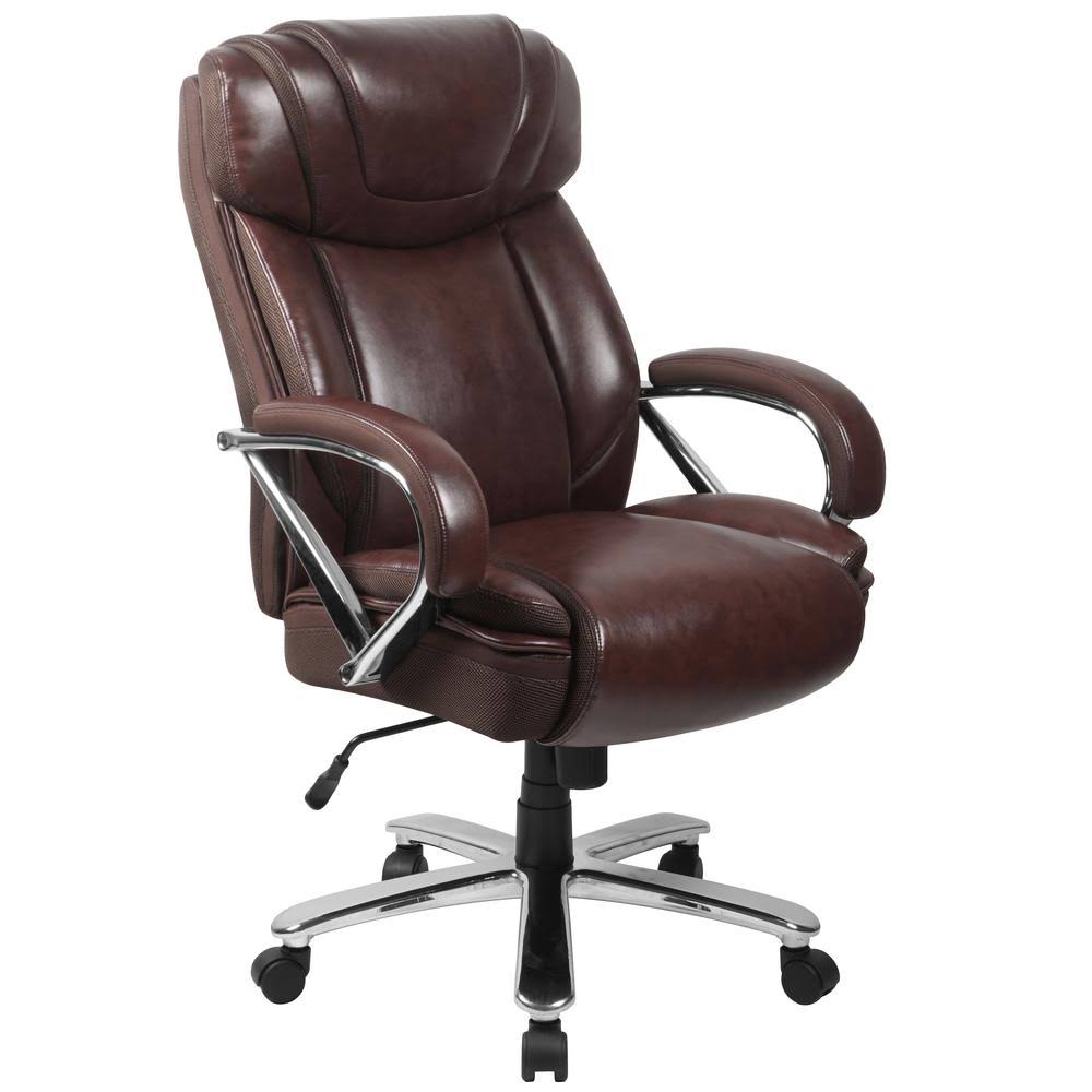 Big u0026 Tall 500 lb. Rated Brown Leather Executive Swivel Ergonomic Office Chair with Extra Wide Seat