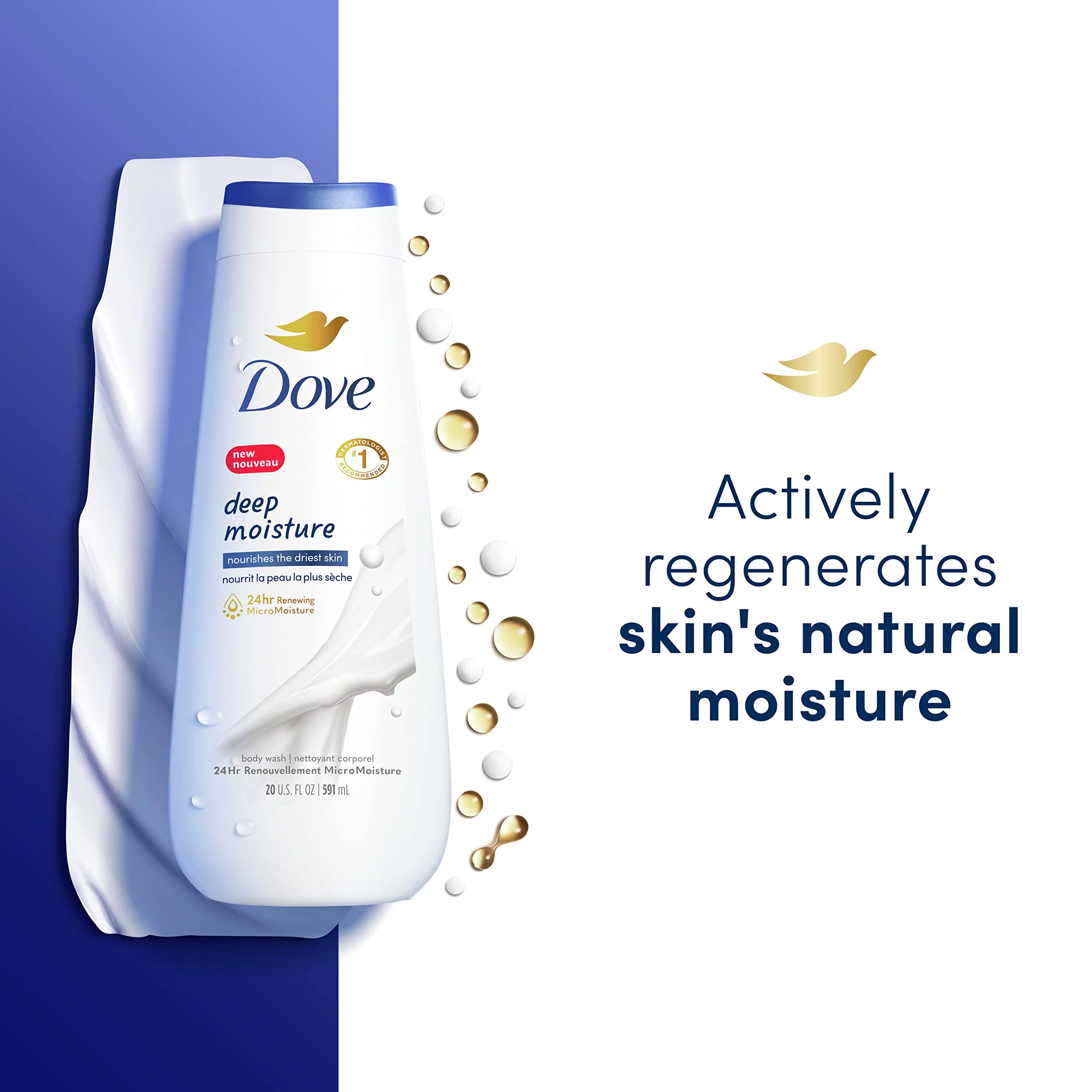 Dove Body Wash Deep Moisture 4 Count For Dry Skin Moisturizing Skin Cleanser With 24Hr Renewing Micromoisture Nourishes The Driest Skin 20 Oz.
