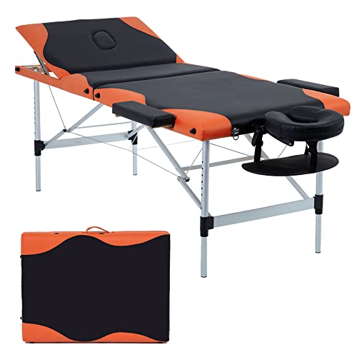 BestMassage Aluminium Massage Bed Portable Massage Table 28 inche Wide Lash Bed Heigh Adjustable 3 Folding Spa Table with Non-Woven Bag for Spa Footmassage Facial CareSpa Tattoo