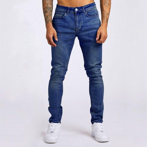 Men's Regular Fit Denim Pants Relaxed Fit Straight Leg Jeans Super Comfy Outdoor Pants with Button and Zipper