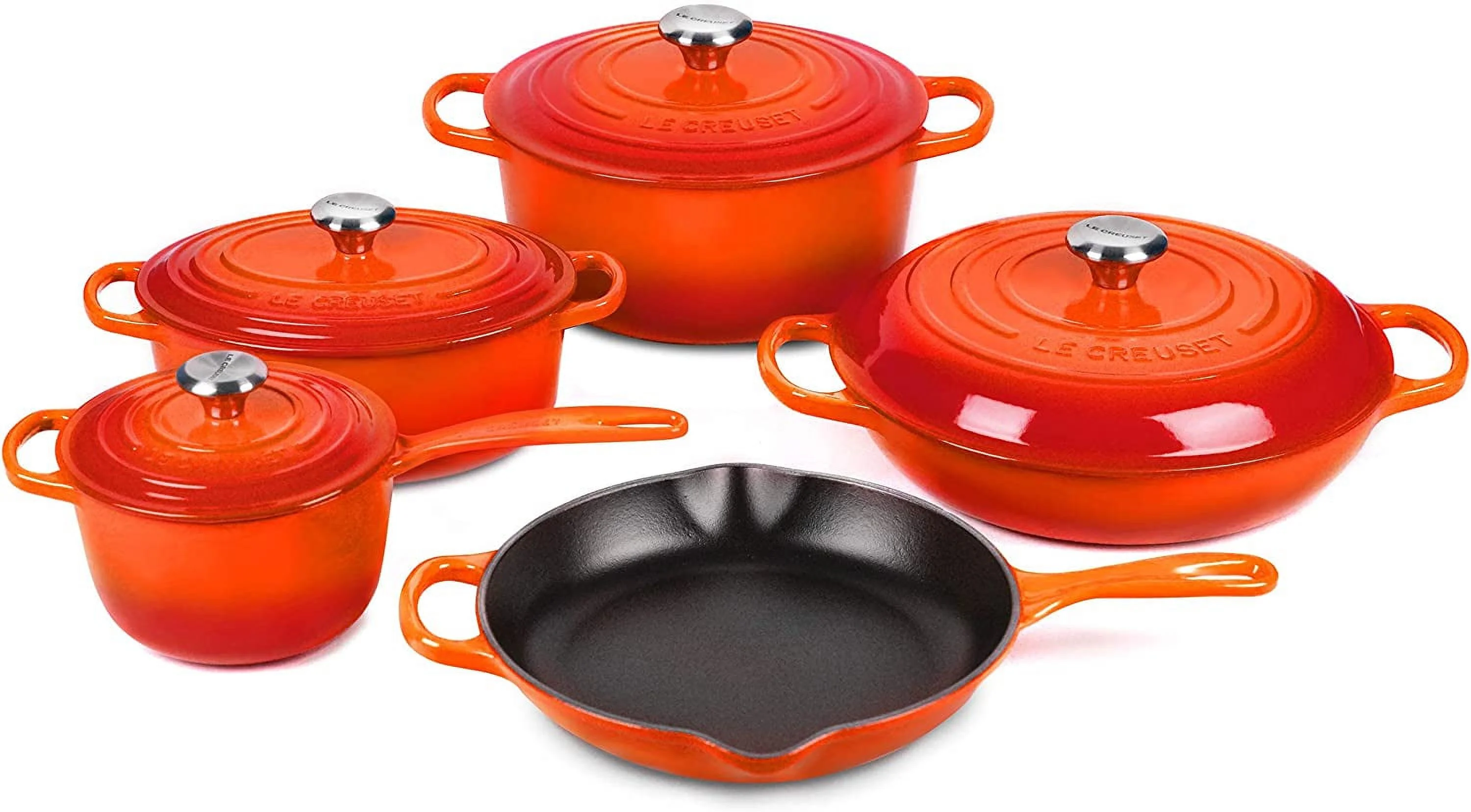 Excellent Creuset 9-piece Signature Cast Iron Cookware Set (White)