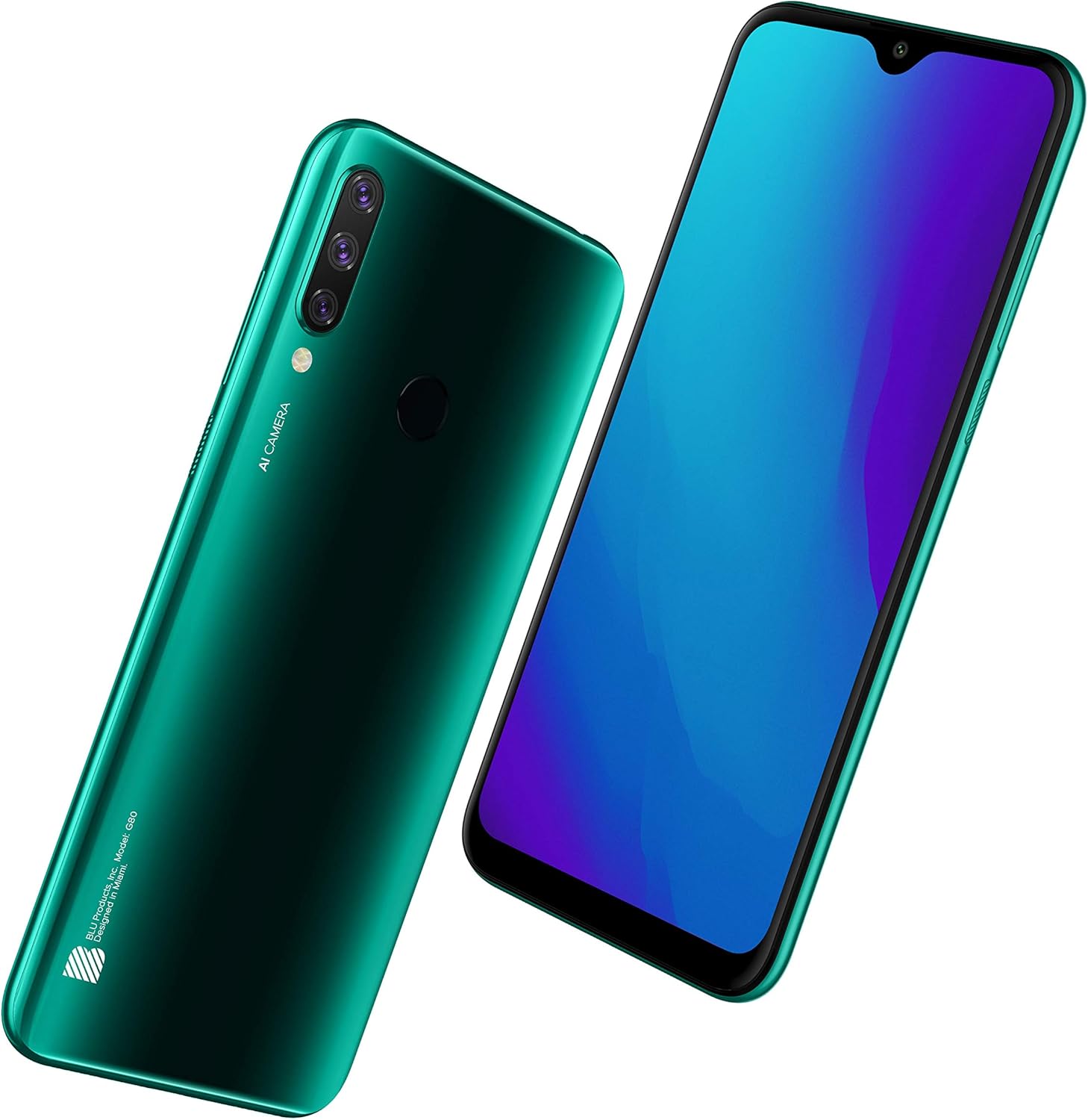 BLU G80 | 2021 | All day battery | Unlocked | 6.5” HD+ Infinity Display | 64GB | Triple Camera 13MP | US version | US warranty | Green