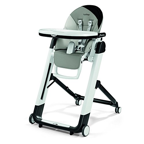 Peg Perego Siesta, Grow with Baby Folding High Chair & Recliner, Height Adjustable, Quick Clean & Easy Push Wheels for Babies & Toddlers, Made in Italy, Ambiance Brown (White)