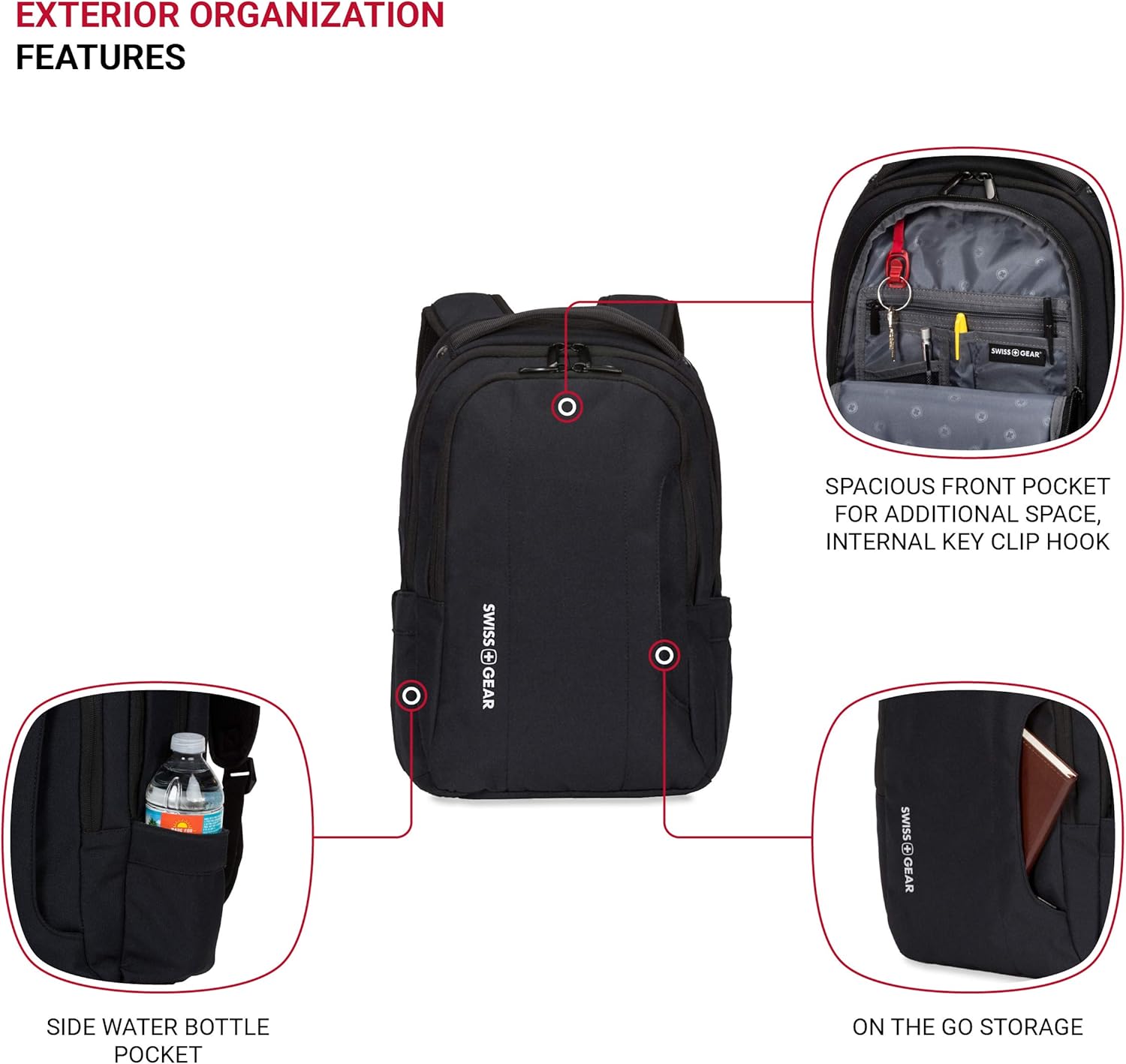 SwissGear 3573 Compact Laptop Backpack, Black, 17-Inch