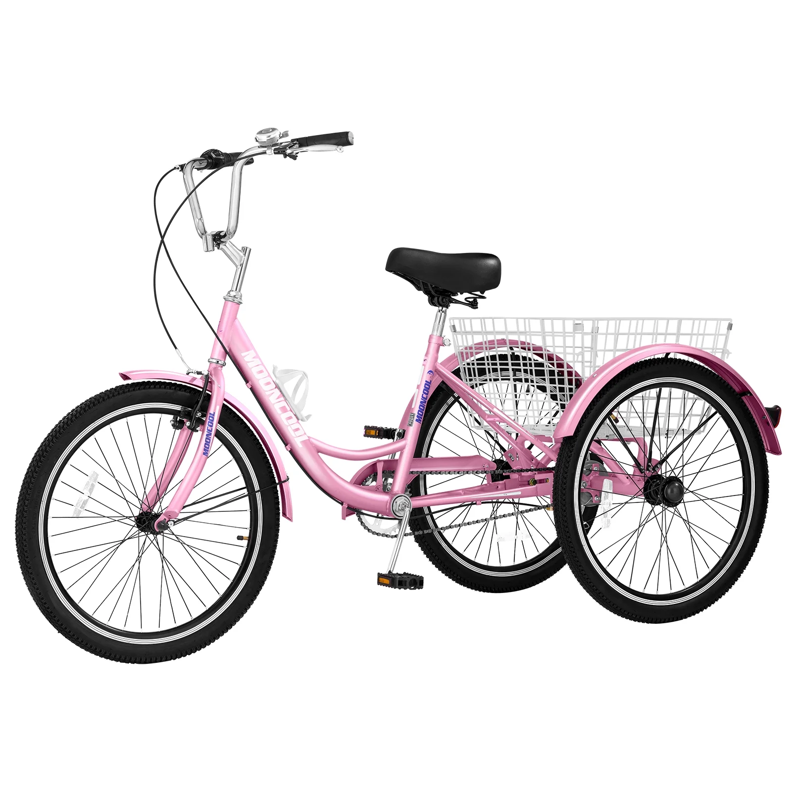 Adult Tricycles Single Speed, Adult Trikes 24 inch 3 Wheel Bikes, Three-Wheeled Bicycles Cruise Trike with Shopping Basket for Seniors, Women, Men