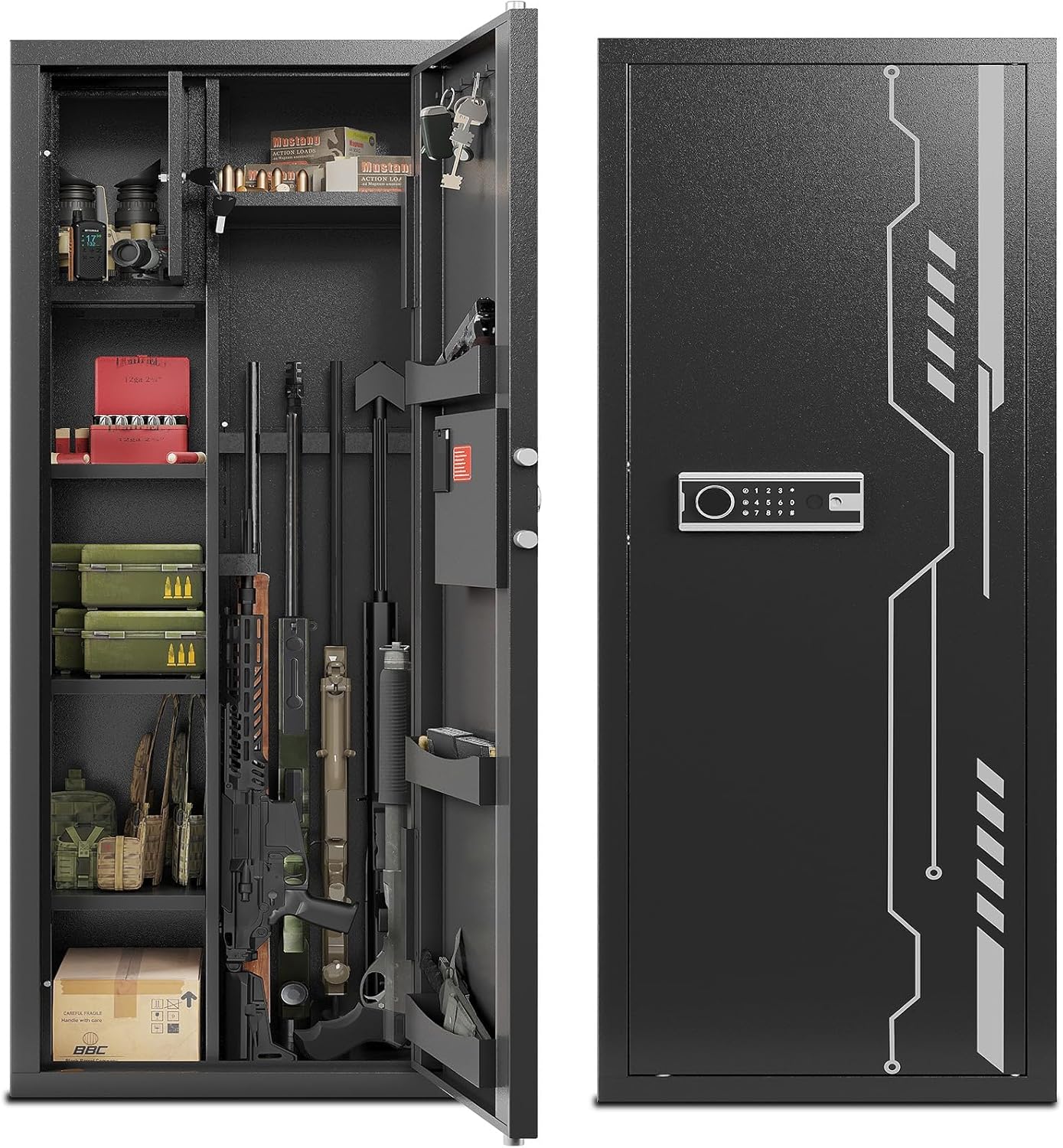 KAER 8-12 Gun safes,Rifle Safe,Gun Safes for Home Rifle and Pistols, Long Gun Safe for Rifle Shotgun for Home,Quick Access Rifle Safes,Adjustable Shelves