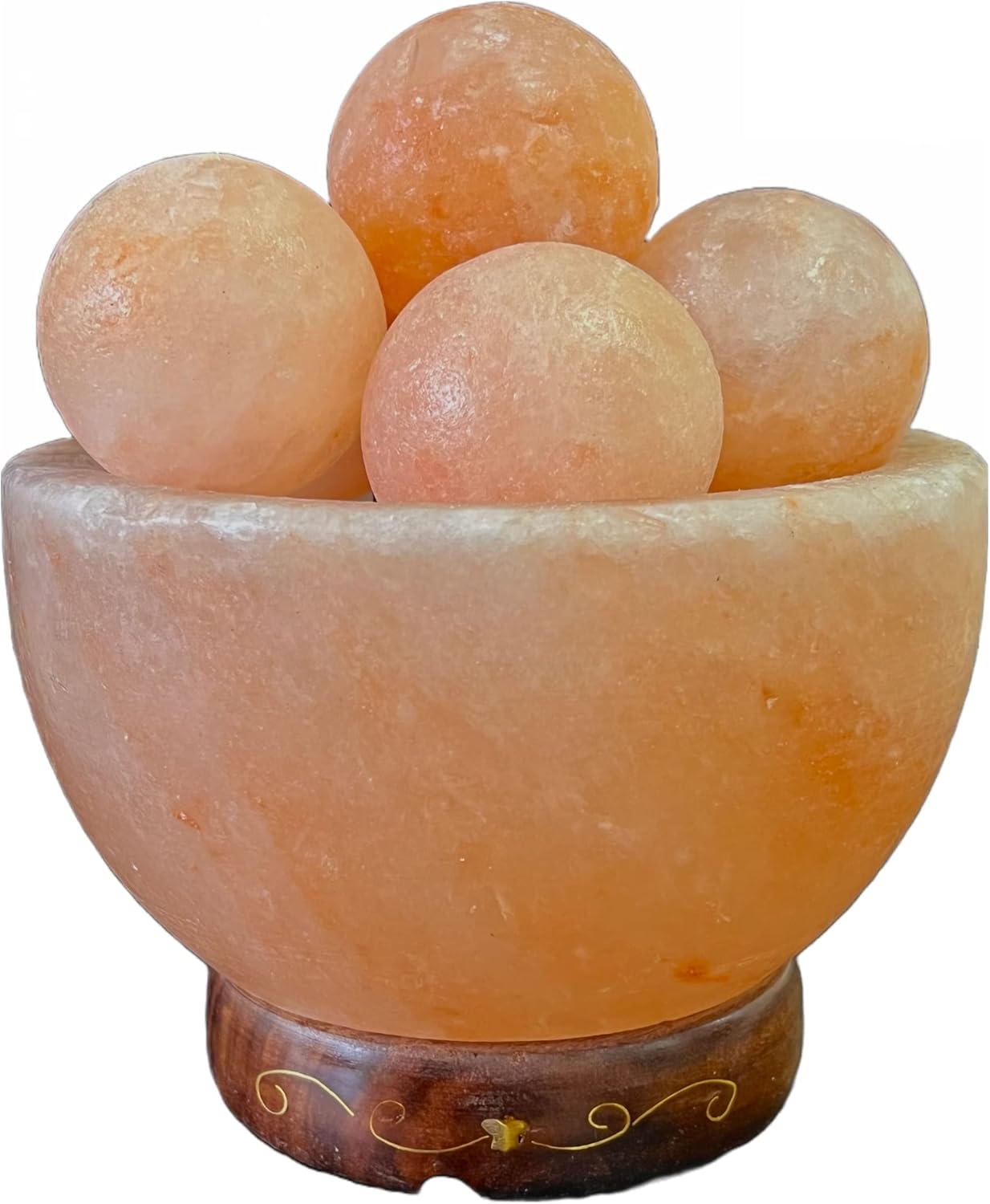 Apex Global Himalayan Fire Bowl Salt Lamp with 6 Massage Balls Premium Quality with Dimmer Switch and Extra Bulb (6 inches, 8 lbs.) Unique Gift Idea
