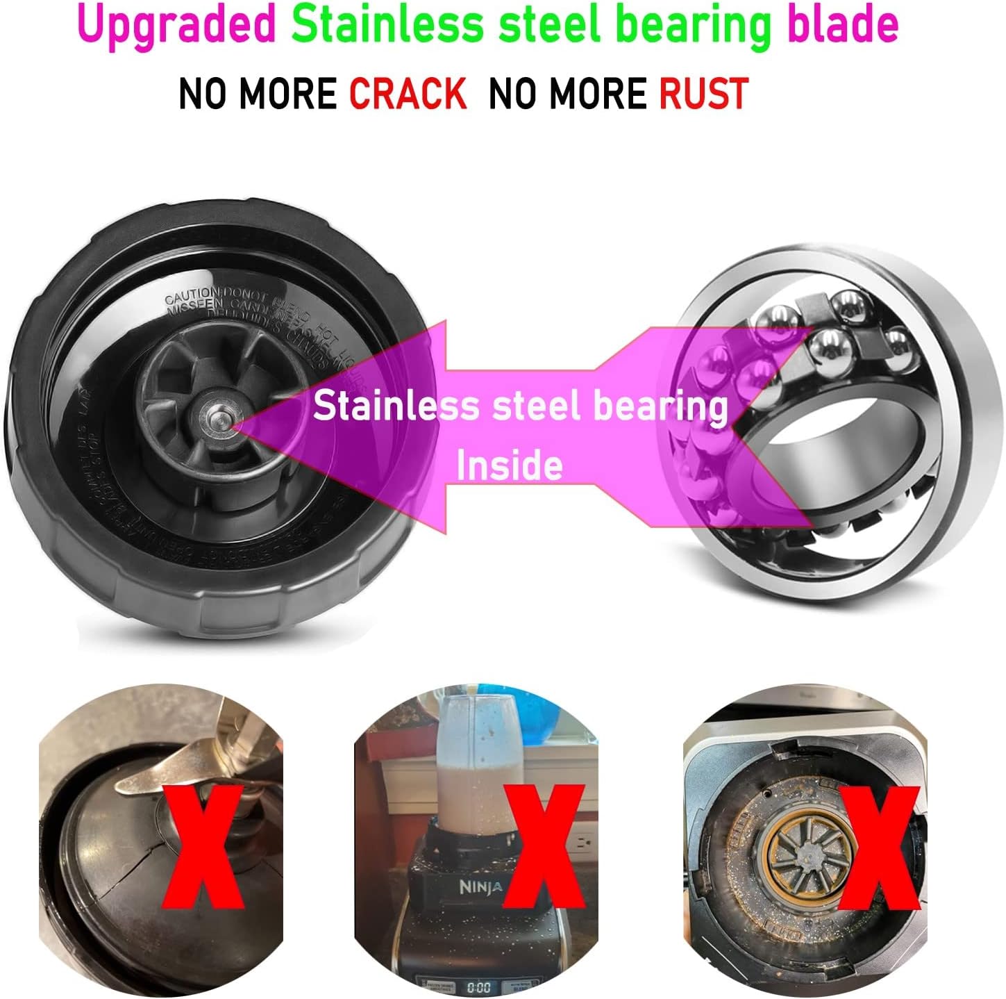 [Upgrade] Replacement 6-Fins Female Blender Blade Parts Compatible with Ninja Auto iQ Blenders. [4Inch Female Fins ONLY]