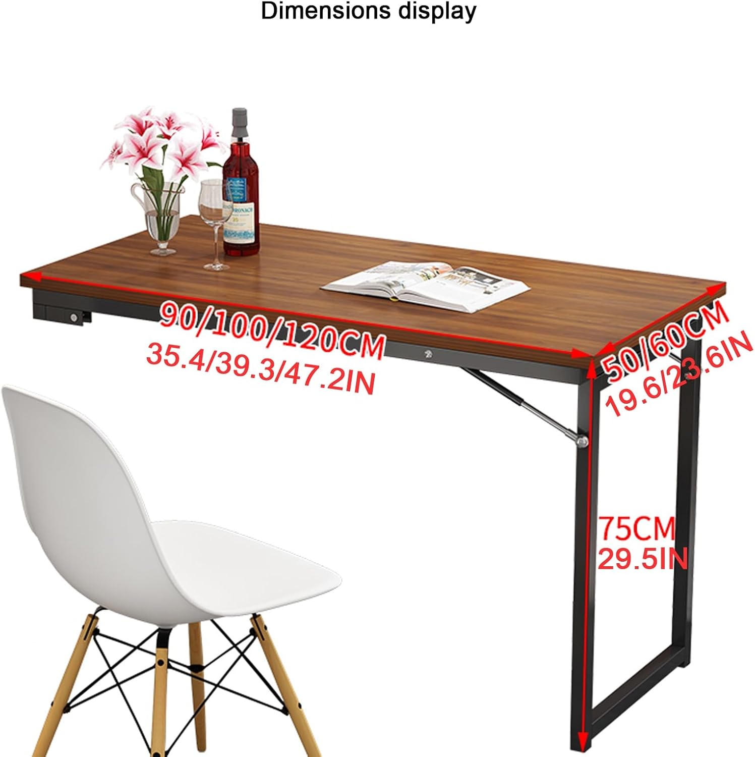 Wall Mounted Folding Desk, Heavy Duty Wall Mounted Folding Table, With Adjustable Steel Bracket Fold Down Wall Mounted Workbench, Suitable For Home, Office, Study Room ( Color : A , Size : 47.2*20IN(1