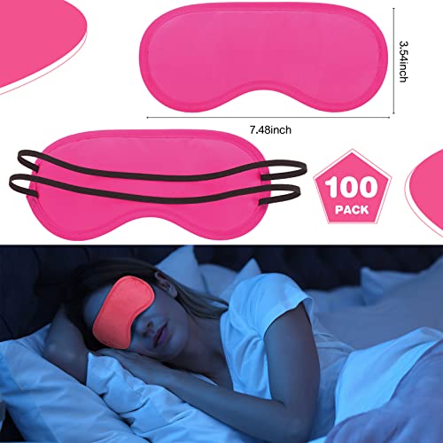 Silkfly 100 Pieces Silk Sleep Eye Mask Bulk Christmas Eye Cover Gifts Blindfold with Adjustable Elastic Strap Sleeping Night Mask for Women Comfortable Travel Sleep(Pink)
