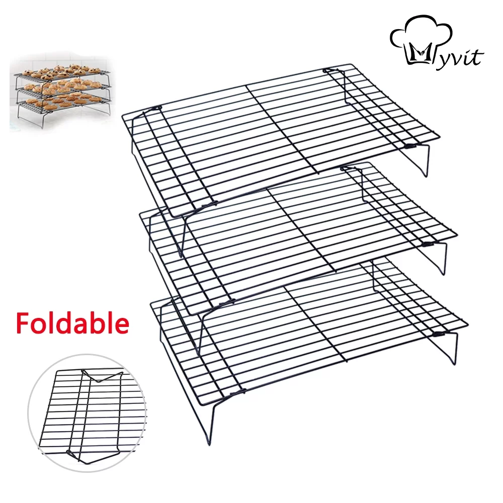 3-Tier Stackable Cooling Racks with Folding Legs for Cooking and Baking Stainless Steel Oven & Dishwasher Safe Cooking Rack 15