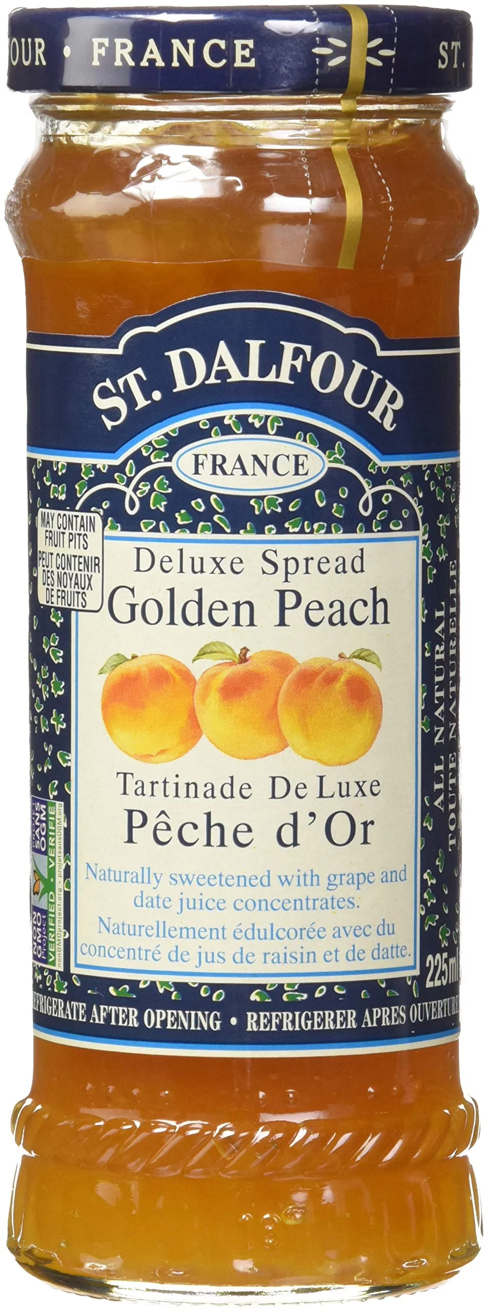 Charles Jacquin-St.Dalfour Consrv, Peach, 100% Fruit, 10-Ounce (Pack of 6)