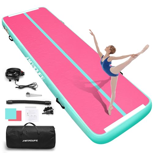 Inflatable Air Gymnastics Mat Tumble Track, 6.6/10/13/16/20ft Tumbling Mat Air Tumbling Track, Air Training Mat with Air Pump for Home/Water Fun/Gym/Yoga/Training/Cheerleading