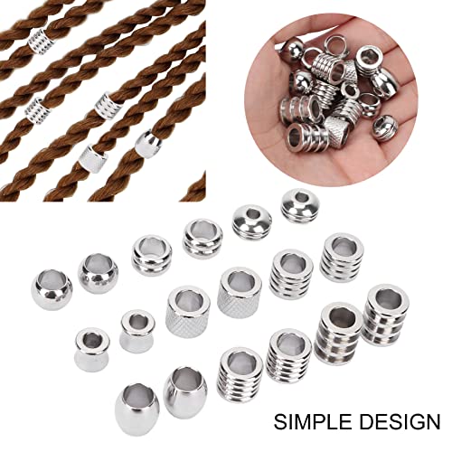 18pcs Beard Beads for Men, Viking Beard Beads, Viking Hair Beads, Beard Ornaments for Men Hair Beard Beads Braiding Beads Stainless Steel Dread Beads Viking Jewelry