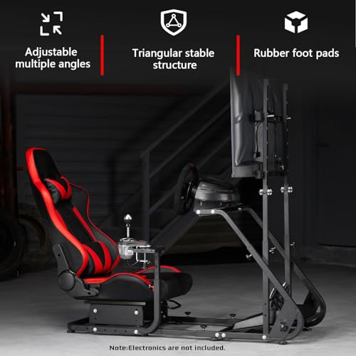 Dardoo G923 Racing Simulator Cockpit with Monitor Mount Fits for Logitech/Thrustmaster G25 G27 G29 G920 T150 T300,Simulator Cockpit with red Seat,Without Wheel,Pedal,Shift and Monitor