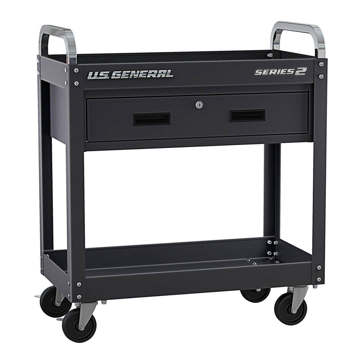 U.S. General 30 in. Service Cart with Drawer, Black 56604