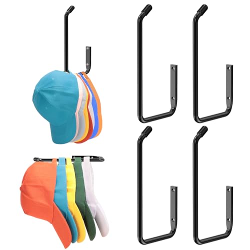 Hat Rack for Baseball Caps, 2Pcs Baseball Hat Organizer for Wall, Hat Holder On Wall, Strong Adhesive Cap Rack Hat Storage Hook for Baseball Hat Hanger for Door Bedroom Closet Organization