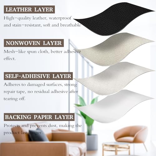 Leather Repair Patch Kit, 3x60 inches Leather Repair Patch Tape- Waterproof Leather Repair Patch for Couches, Sofas, Furniture, Scratches, Tears, Holes & Burns(Brown)
