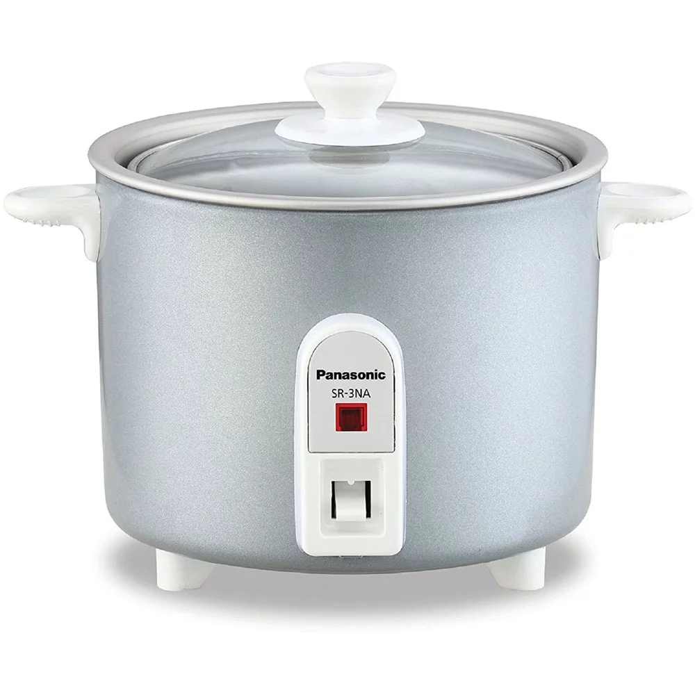 Panasonic 1.5-cup Mini Rice Cooker with Glass Lid, Silver