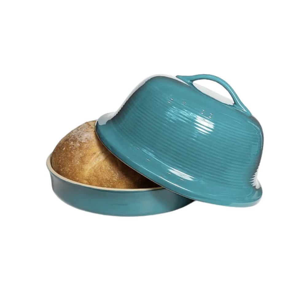 Sassafras Superstone La Cloche Bread Baking Dome | Aquamarine Glazed