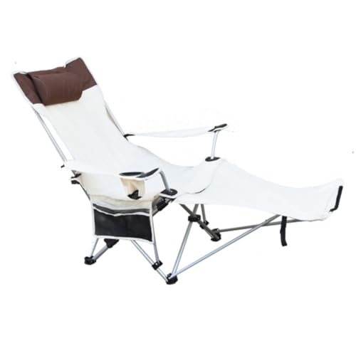 Foldable Reclining Chair for Outside, Reclining Beach Chair, Lawn Chairs Reclining, Camping Chair with Foot Rest - Weighs 3.75 lbs, Supports up to 264 lbs, Comes with Side Pocket