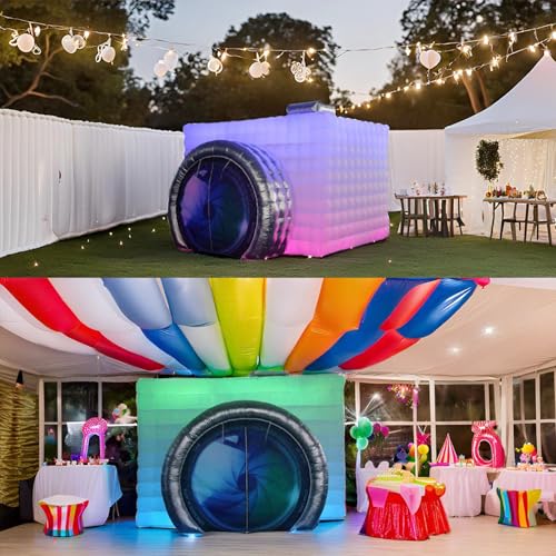 SAYOK Inflatable Party Tent Inflatable Nightclub White Inflatable Camera Photo Booth Enclosure Inflatable Cube Tent for Event, Show, Exhibition, Bars, Clubs, Tourism, Parties