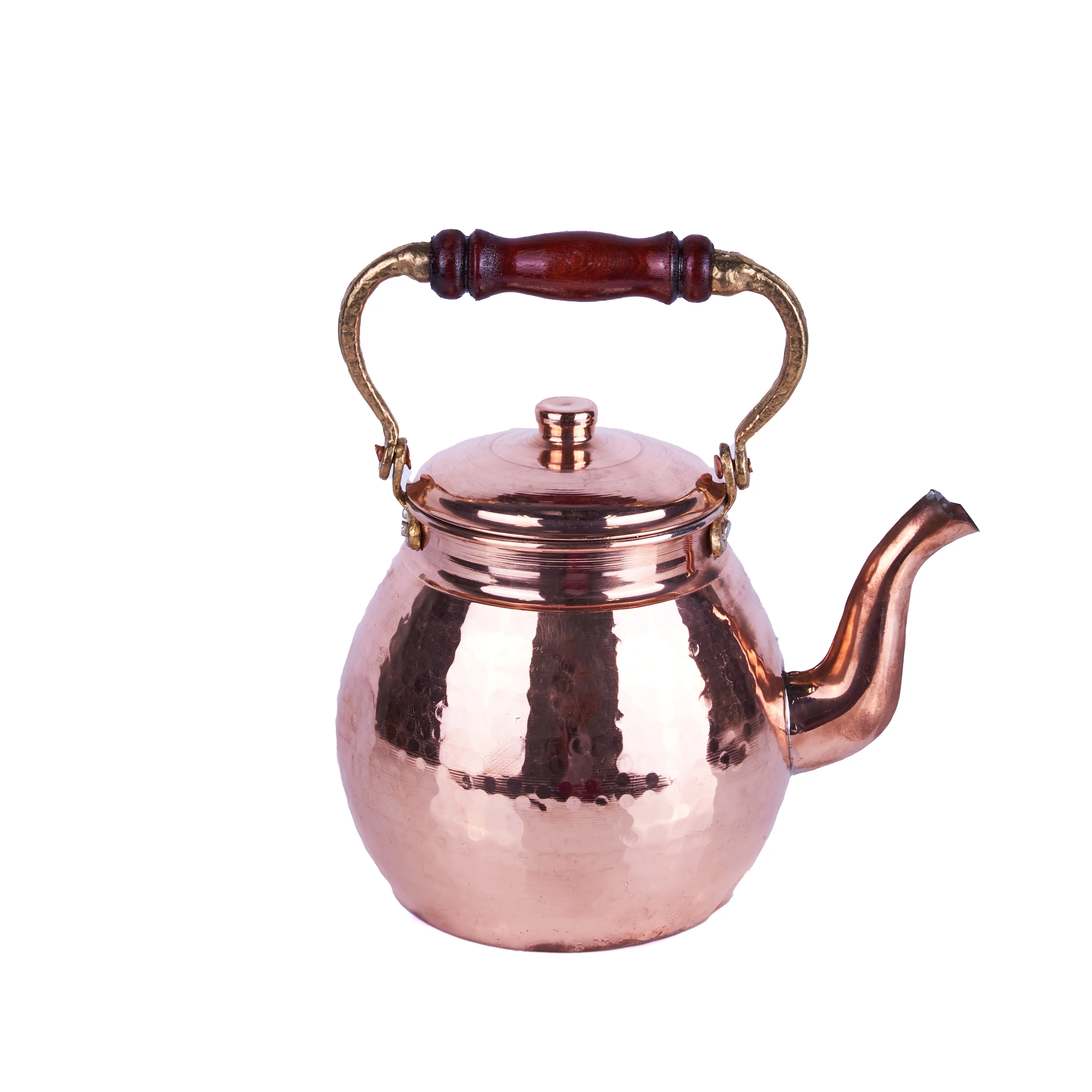 Kitchen Teapot for Loose Tea Classic Copper Tea Pot with Wood Handle Medium 90 fl oz (2650 ml) Copper Tea Kettle Tea Brewer Coffee Pot Teaware