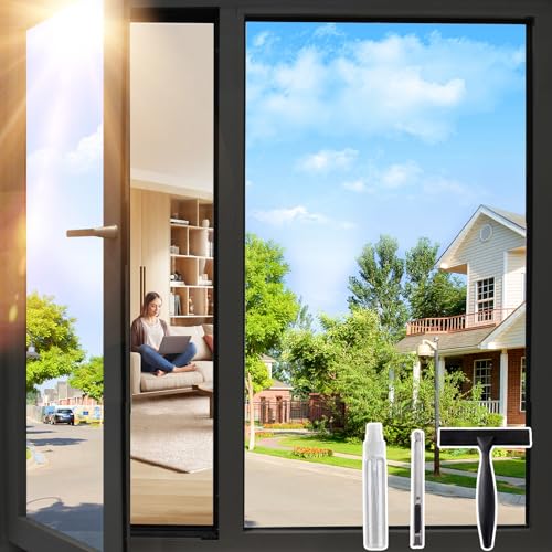 Coavas Window Privacy Film Frosted Glass Window Film Decorative Static Window Cling Sun Blocking Heat Control Removable Home Window Tint Film Privacy for House Bathroom Door (23.6 x 157.5 Inches)