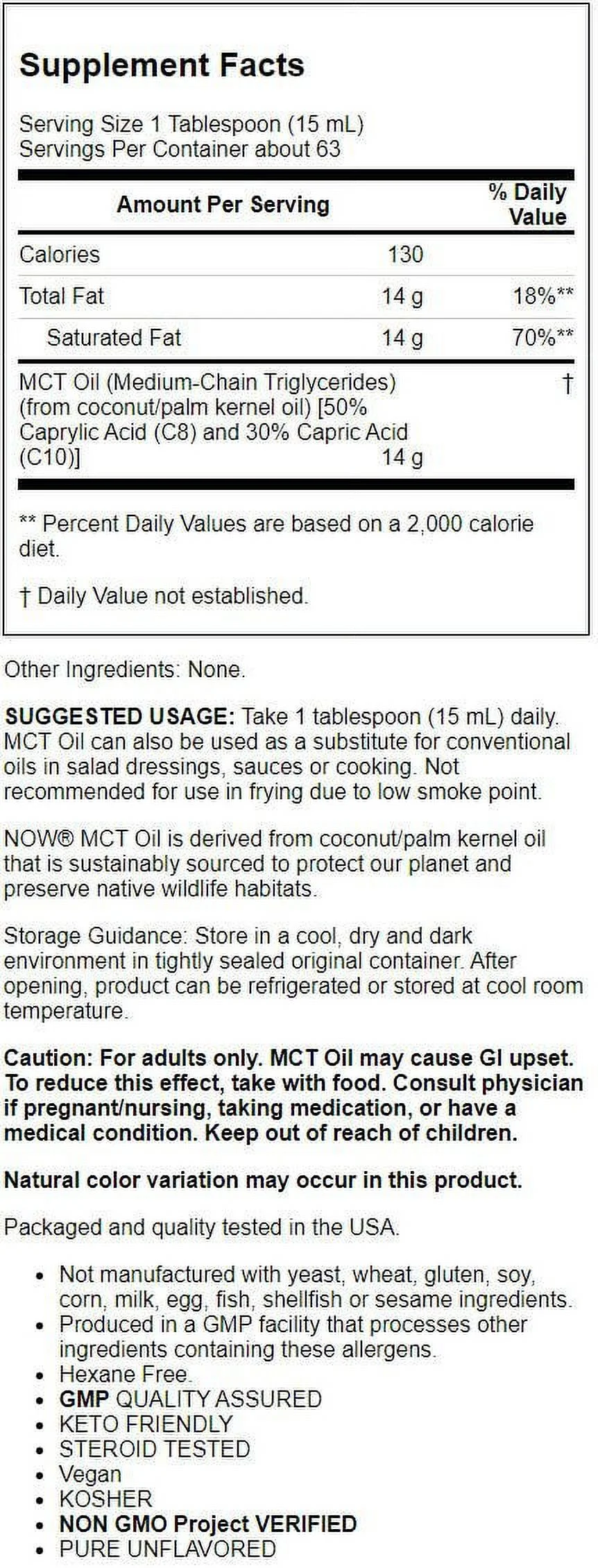 NOW Foods Mct Oil - Pure Unflavored 32 fl oz Liq