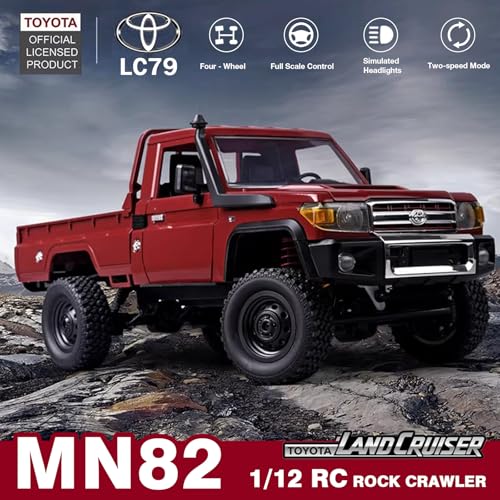 1/12 RC Rock Crawler, MN-82S Toyota LC79 RC Pickup Truck, 2.4GHz RC Rock Crawler 4x4 Remote Control Off Road Car RTF with Upgraded Chassis Hobby Grade Toy Gifts for Adults