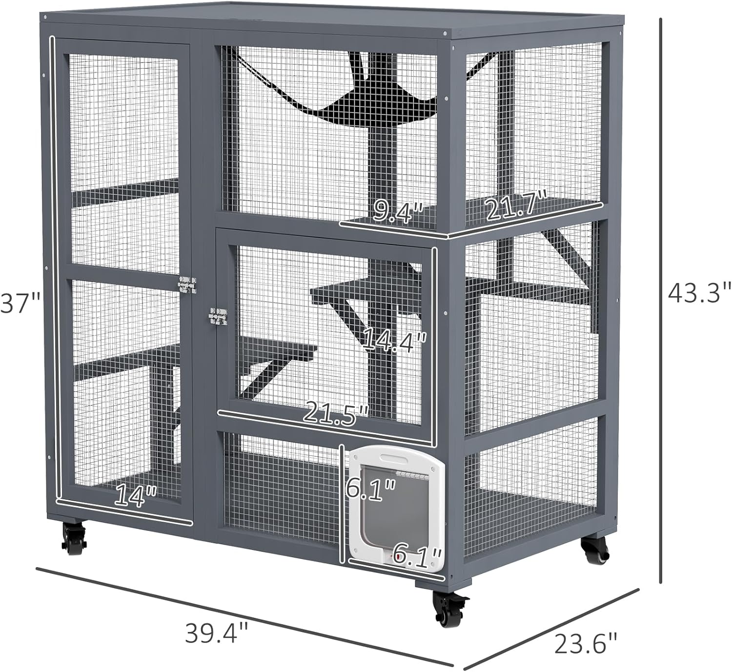 Catio Outdoor Cat Enclosure with Roof Cat House Height 37