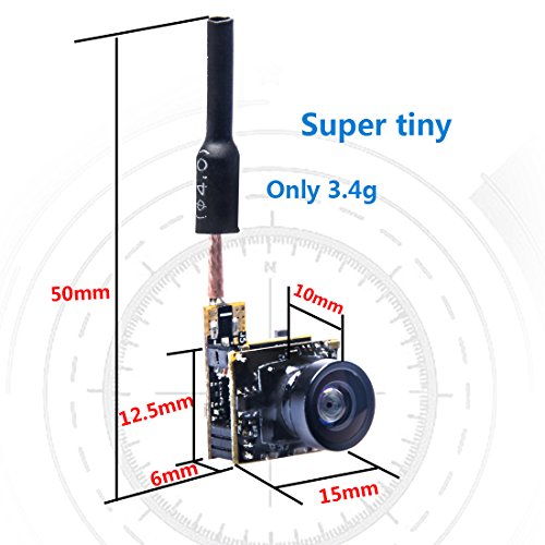 WT05 Micro AIO 600TVL Camera Only 3.4g 5.8GHz 25mW FPV Transmitter with Dipole Brass Antenna Combo for FPV Quadcopter Drone