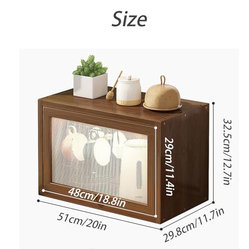 Rustic Mini Countertop Cabinet for Countertop,Kitchen Storage Cabinet Organizer Shelf with Door,Wood Kitchen Pantry Box with Drawer,Dining Mini Cupboard,A