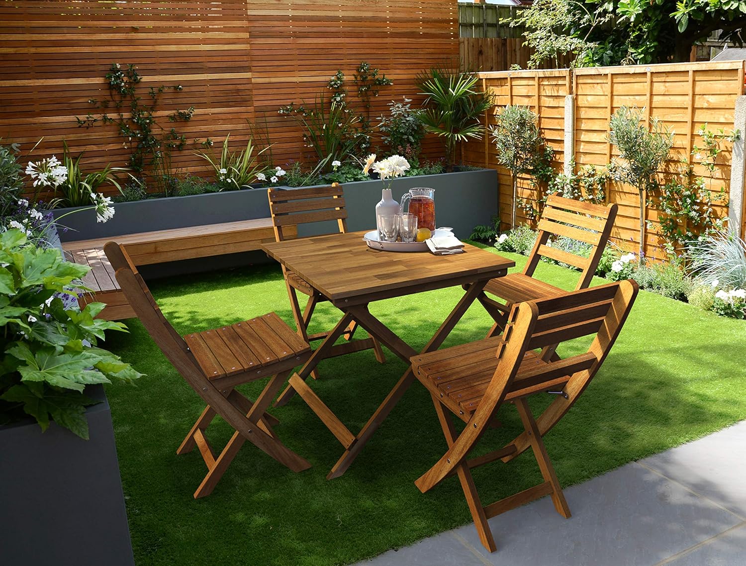 Interbuild Sydney Wood Folding Indoor Outdoor Small Table, Balcony|Backyard|Garden|Patio Table 29.5