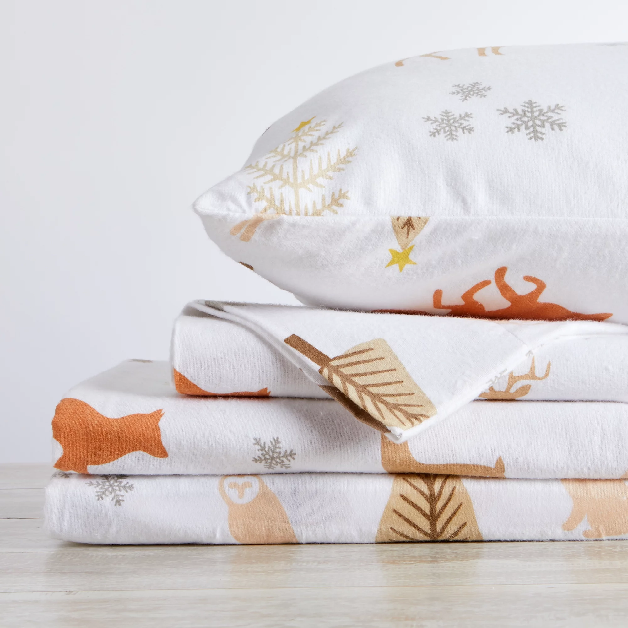 Great Bay Home Turkish Cotton Printed Flannel Sheet Set (Full, Roaming Animals)