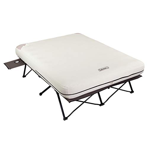 Coleman Queen-Size Airbed Cot Combination, Folding Air Mattress with Steel Frame & Side Table, Battery Pump Included, Great for Camping, Lounging, Elevated Sleeping, Guests, & More