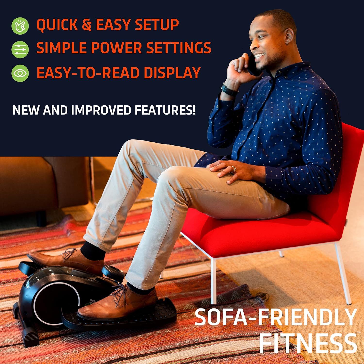 DeskCycle Ellipse Under Desk Elliptical Machine, Compact Mini Seated Elliptical Desk Exercise Equipment, Desk Cycle Pedal Exerciser, Black