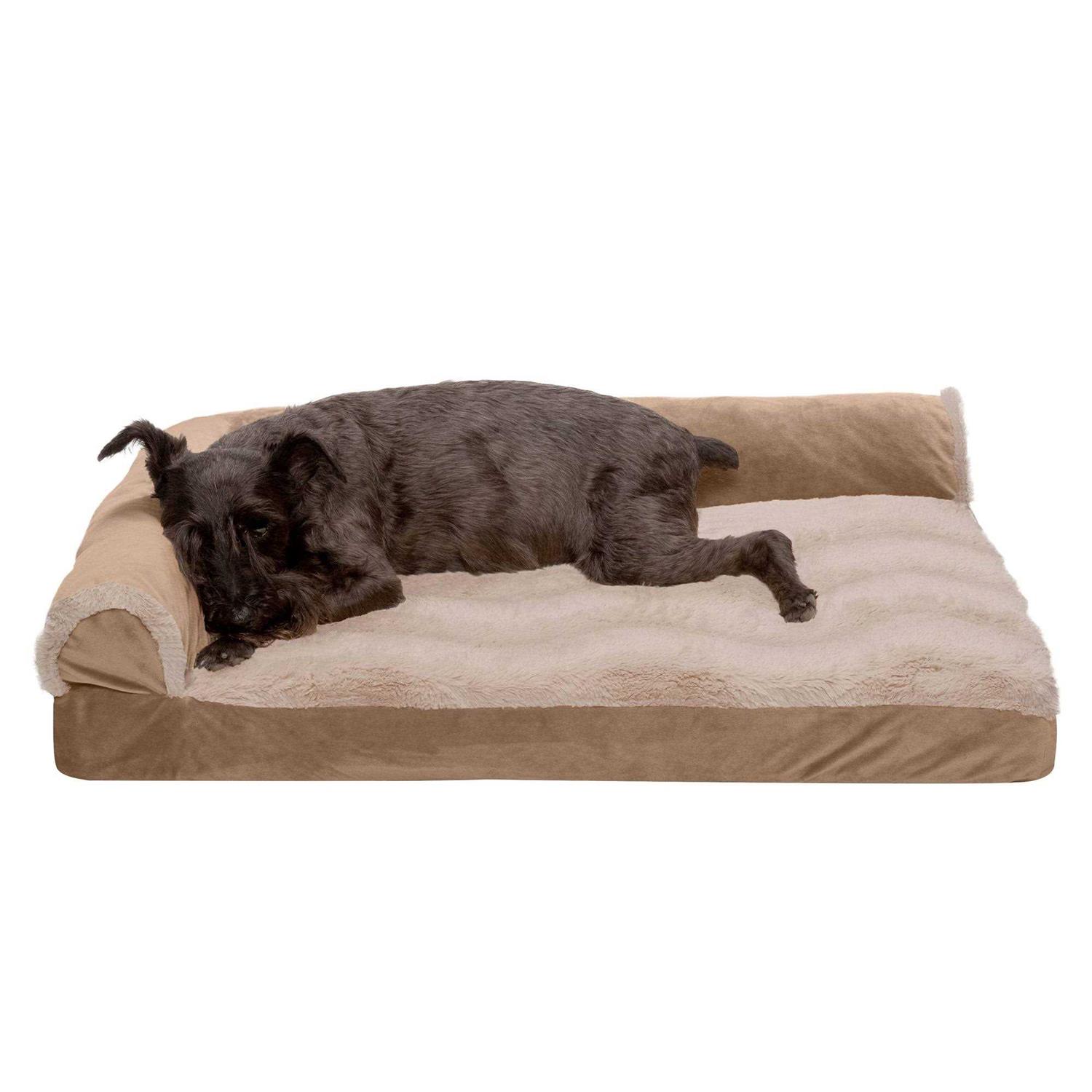 FurHaven Wave Fur & Velvet Deluxe Chaise Lounge Dog Bed - Pet Supplies online store