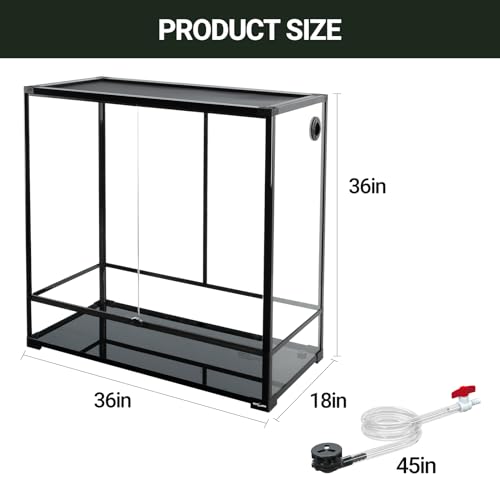 REPTI ZOO 100 Gallon Extra Tall Large Reptile Tank, 36x18x36 Vertical Reptile Terrarium with Mesh for Chameleon Arboreal Lizard Frog, Water-Land Turtle Tortoise Aqua Tank with Drainage Pipe