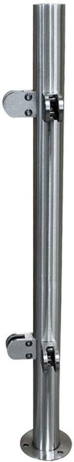TFCFL 110CM High Glass Balustrade Railing Post Glazing Stainless Steel Pole Handrail Garden Fencing Silver (110cmEnd Post) (110cm Mid Post) Pack of 2