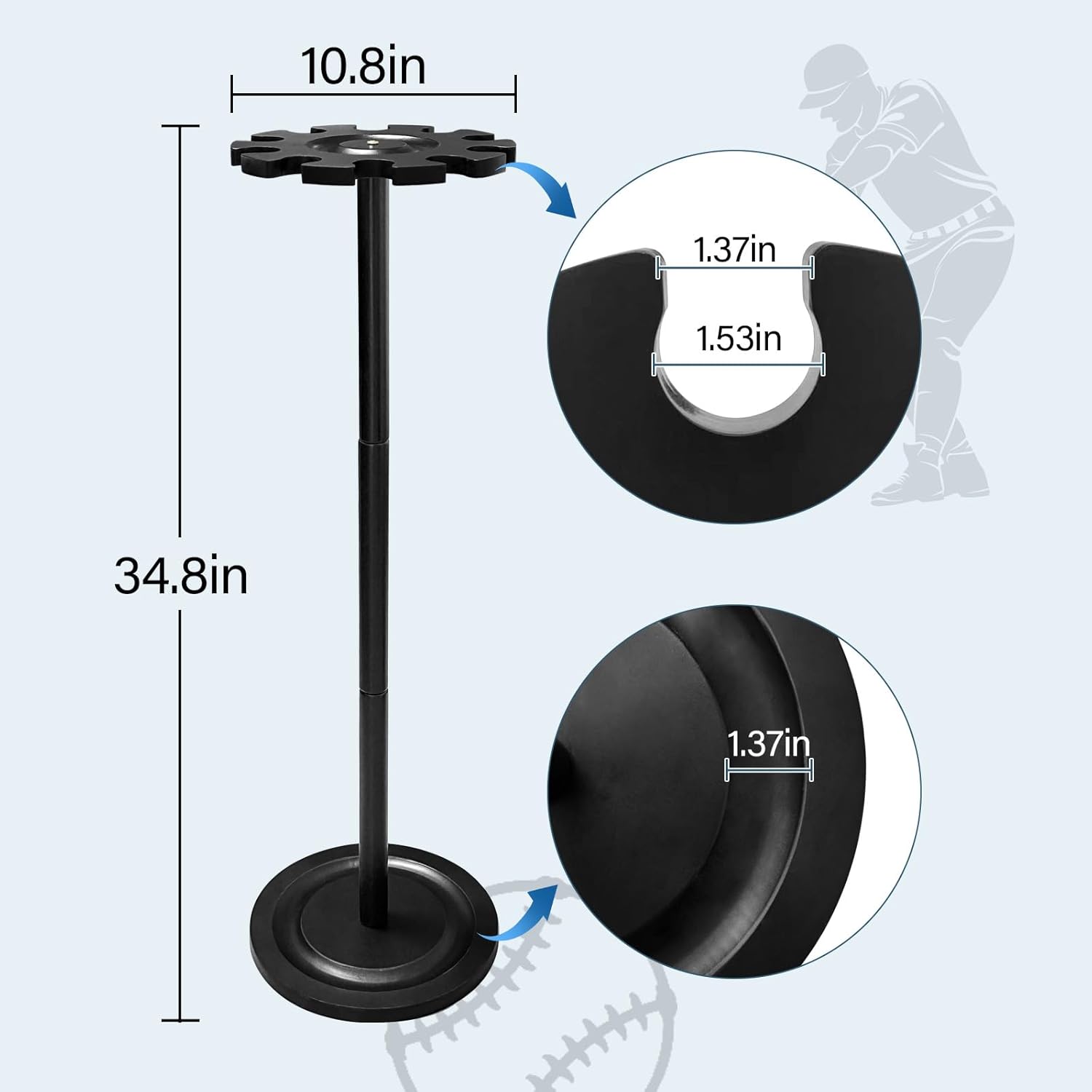 Wooden Baseball Bat Holder Storage Rack,Baseball Bat Organizer, Sturdy Baseball/Softball Bat Display Rack, Baseball Bat Stand Holds 10 Bats