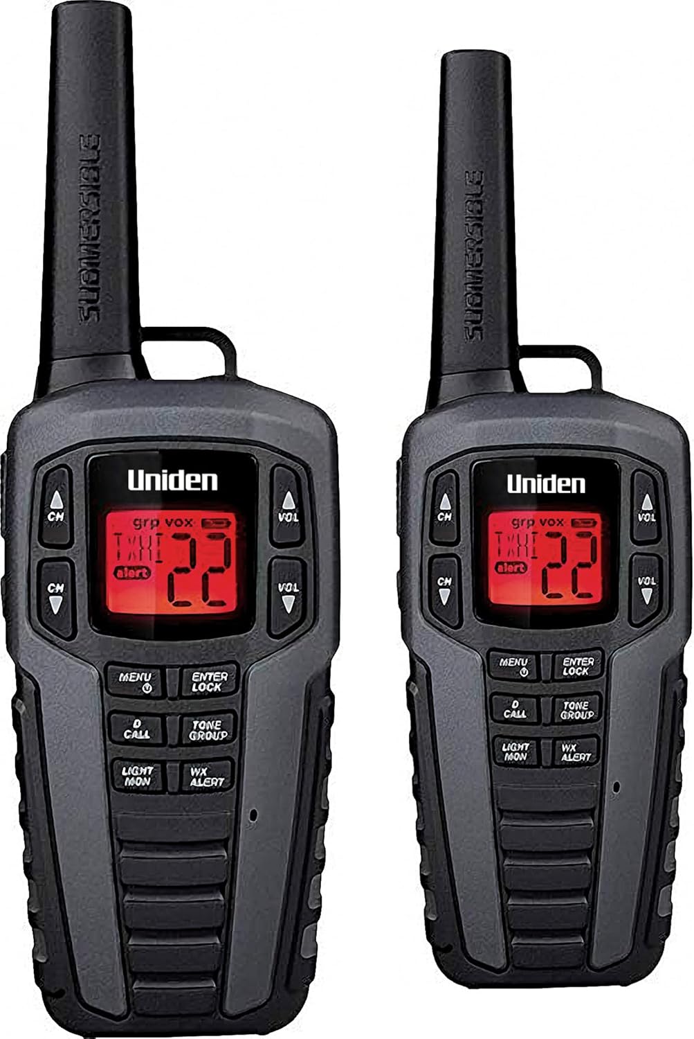 Uniden SX507-2CKHS Up to 50 Mile Range Two-Way Radio Walkie Talkies W/Dual Charging Cradle, Waterproof, Floats, 22 Channels, 142 Privacy Codes, NOAA Weather Scan + Alert, Includes 2 Headsets